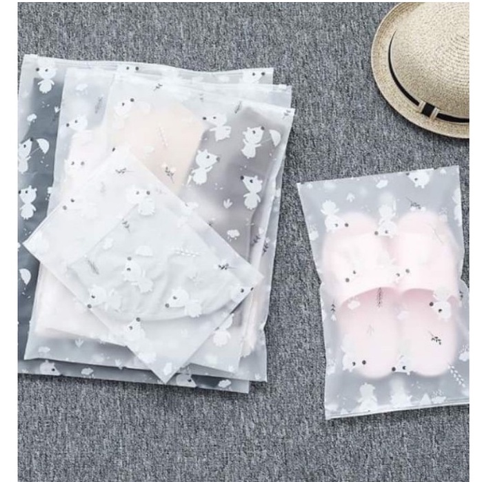 Tas Travel Organizer Plastik Penyimpanan Serbaguna / Zipper Lock Storage