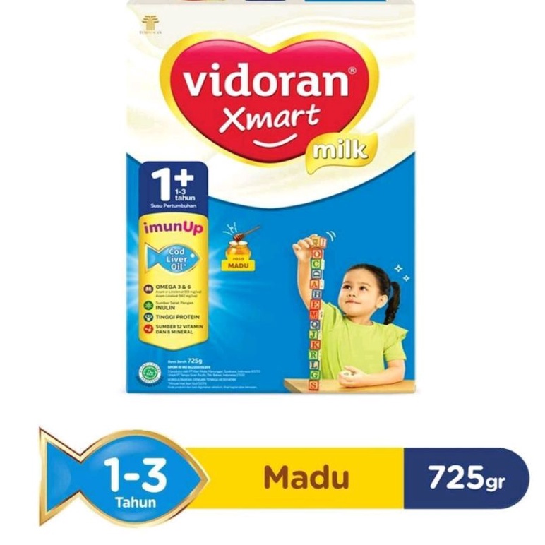 

vidorant Xmart 1+ ukuran 725 gram Rasa Madu dan Vanila. Susu Untuk Usia 1-3 Tahun Ukuran 725 gram