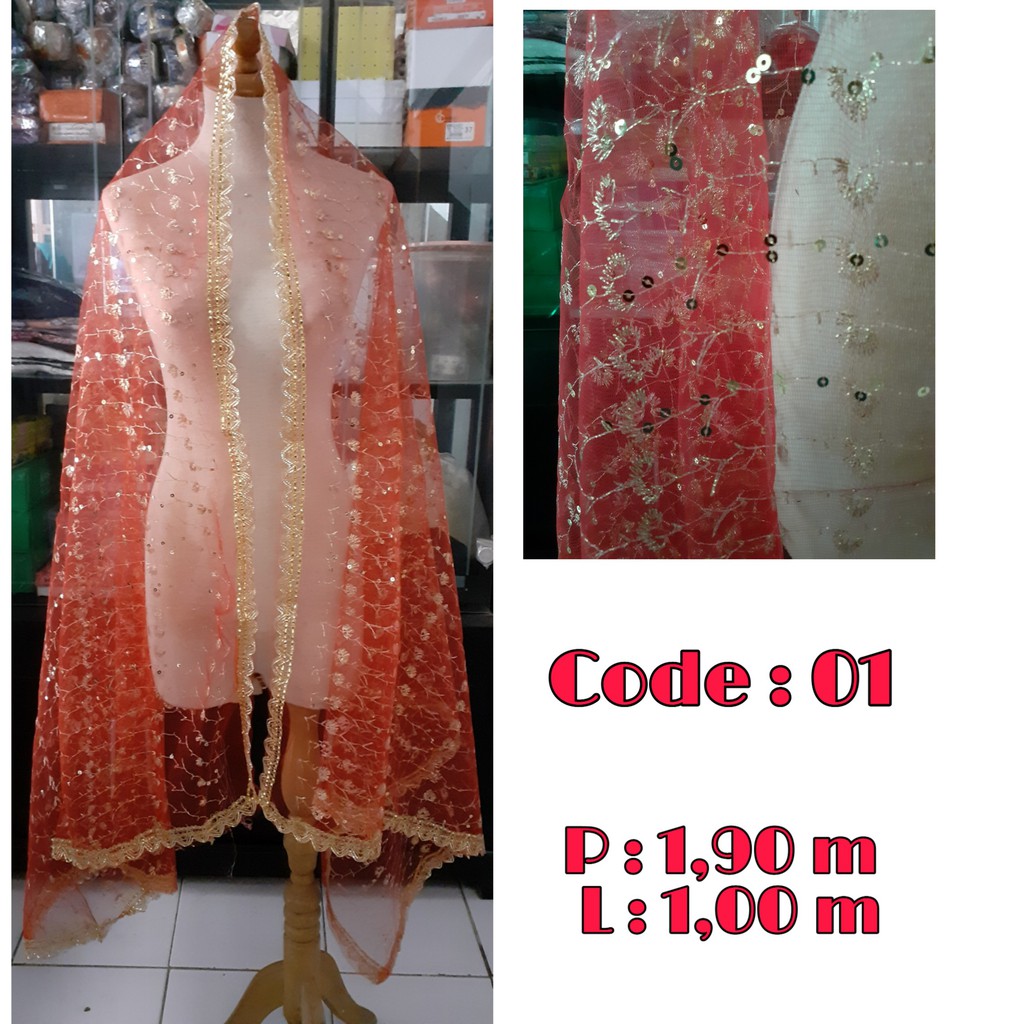 Bridal Dupatta / Dupatta India Merah / Selendang Merah / Selendang Pengantin / Dupatta Nikah
