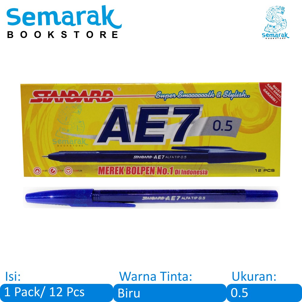 

Standard AE7 Pulpen Alfa Tip 0.5 - Biru [1 Pack / 12 Pcs]