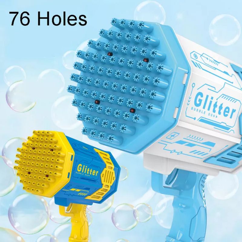 Mainan anak BIG BUBBLE GUN 64 lobang dapat 1 botol besar cairan bubble dan aksesoris / BUBBLE FREE /