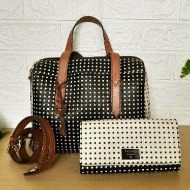 fossil sydney satchel polka