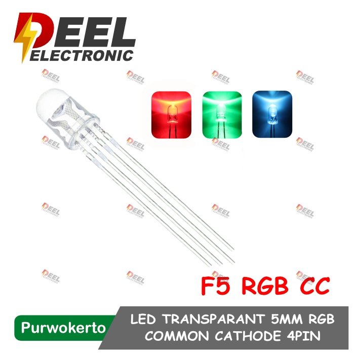 LED RGB 4PIN RED GREEN BLUE COMMON CATHODE LED RGB TRANSPARENT 5MM 4P