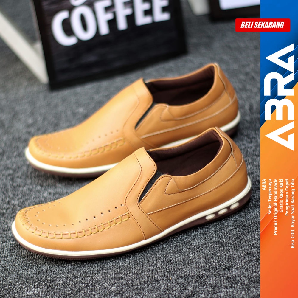 Sepatu Kulit Slip On Casual Pria - Abra jimyth