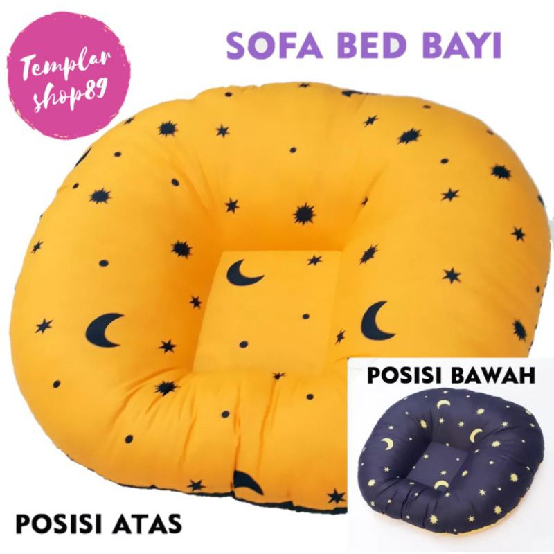 paket sofa bayi / tempat tidur bayi / baby launcer free tas dan bantal bb kuning