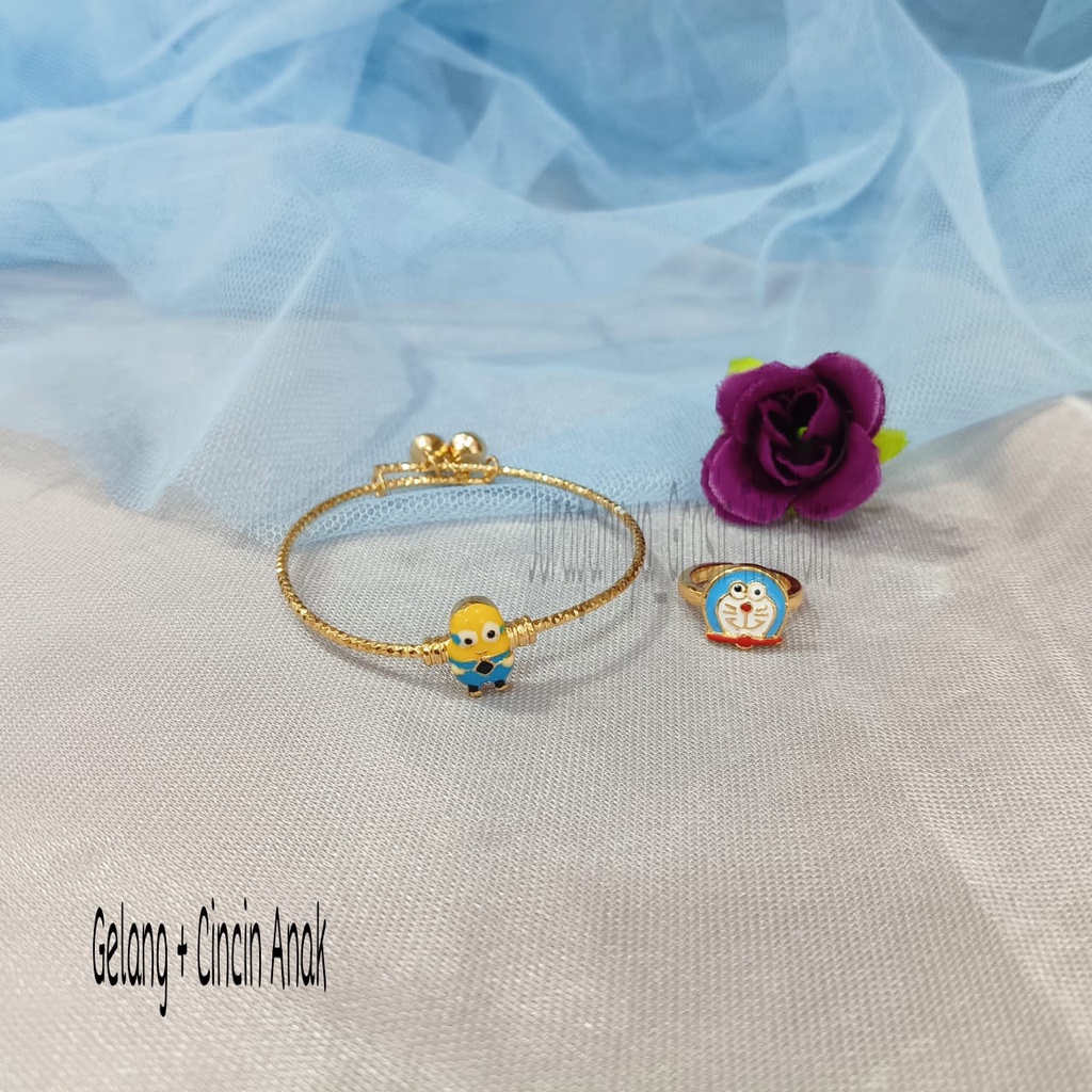 GELANG+CINCIN ANAK PERHIASAN TITANIUM  MEWAH ANTI KARAT&amp;ANTI LUNTUR