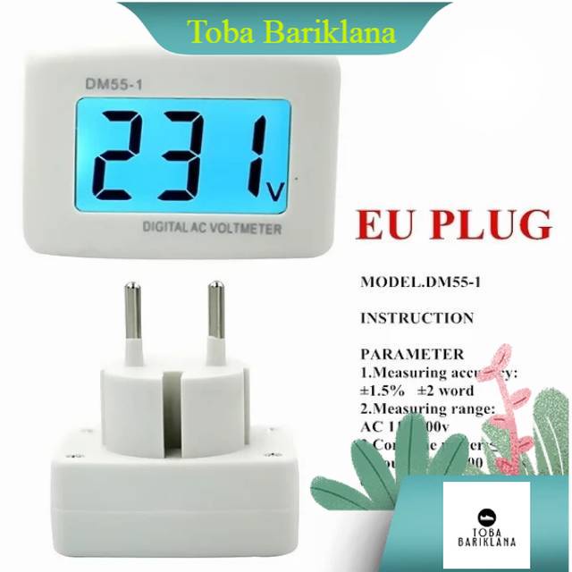 AC digital voltmeter alat pengukur tegangan listrik volt meter digital dengan steker colokan