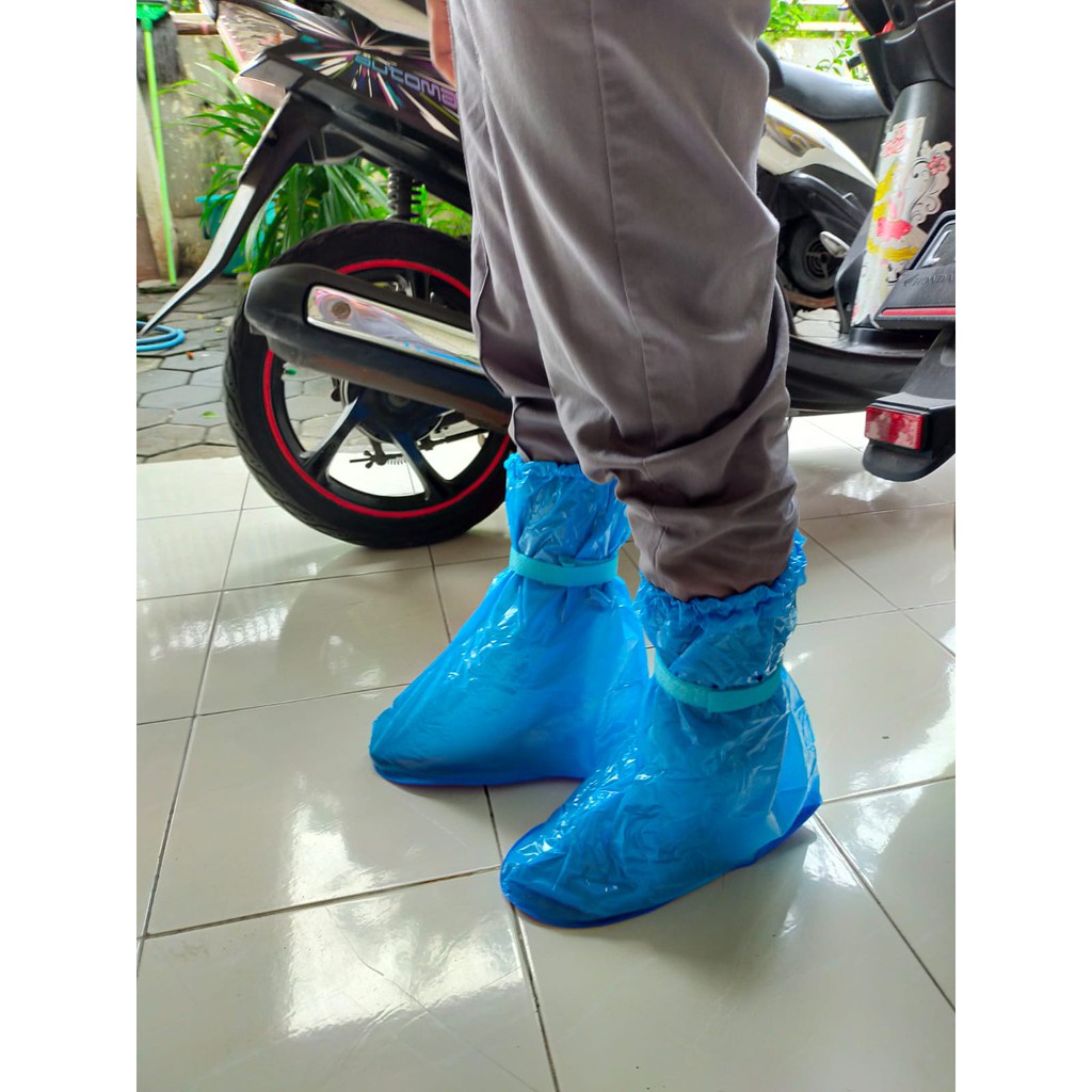 GS8pro Jas Hujan Sepatu Anti Air Cover Pelindung Motor tahan Air Sepatu Size M XL XXL Blue Penutup Luka Kaki Transparan Safebet Cover