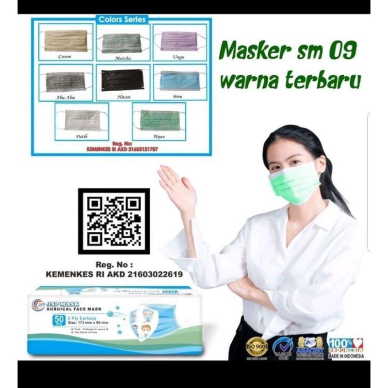 Masker Earloop JSP medis isi 50pcs HITAM