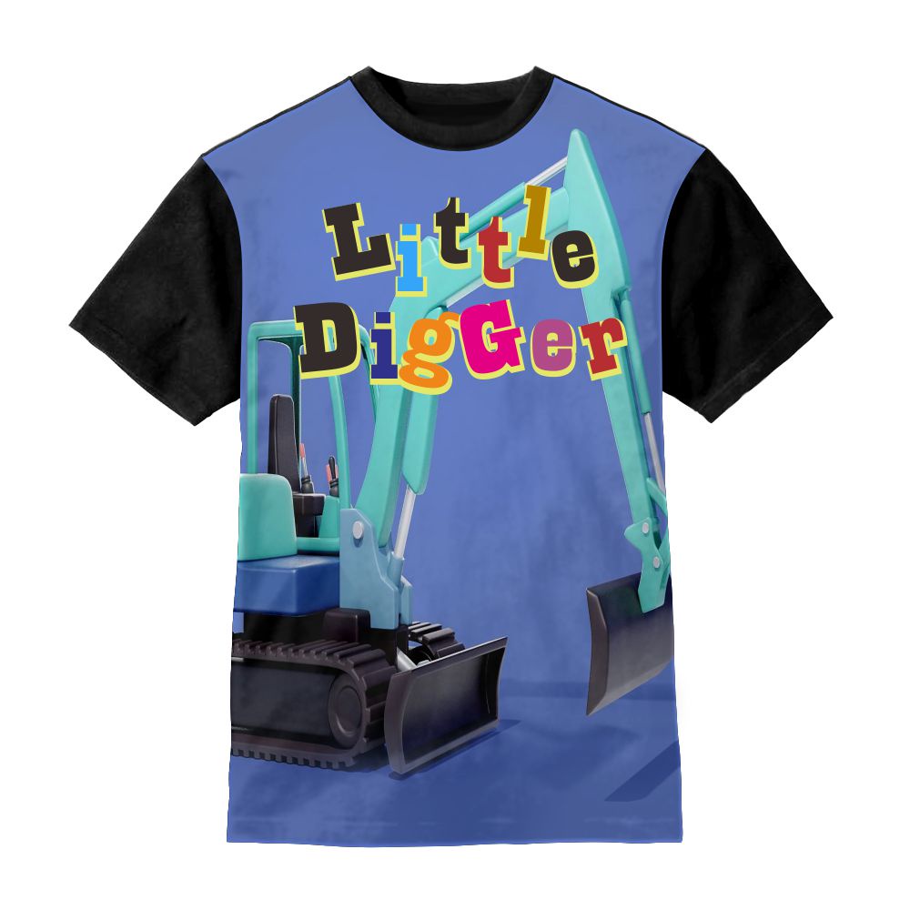 Kaos Anak Escavator Big Yellow Baju Anak Game Umur 1-12 Tahun - Pakaian Anak Escavator Little Digger