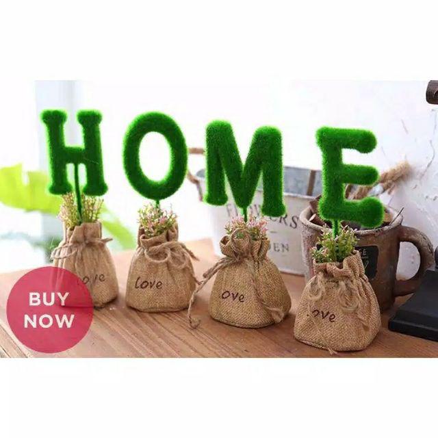 Bonsai Set Love Tanaman Huruf Artificial Home Artificial Flower Dekorasi Shabby Chic