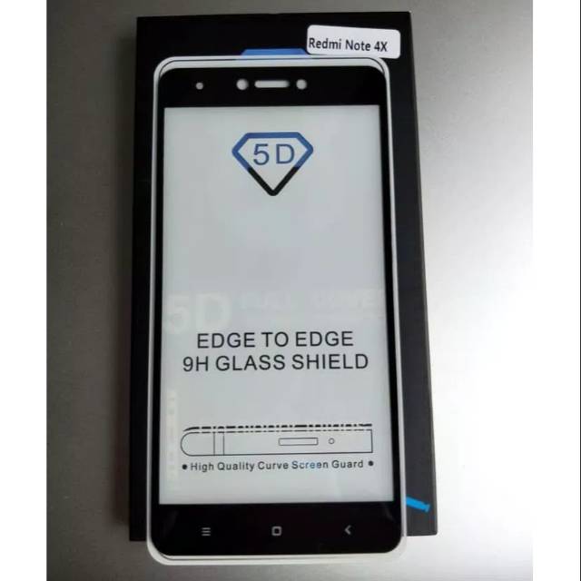 TEMPERED GLASS FULL LEM 5D 9D REDMI NOTE 4X ANTI GORES KACA FULL LEM -COVER