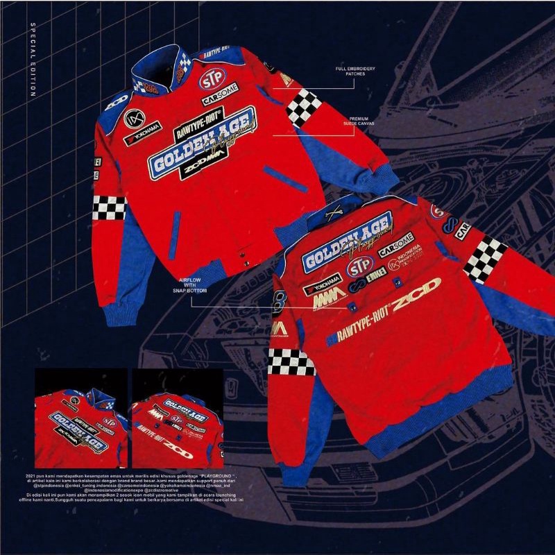 JACKET NASCAR RAWTYPE RIOT GOLDEN AGE PLAYGROUND TINGGAL SIZE S, SPECIAL EDITION
