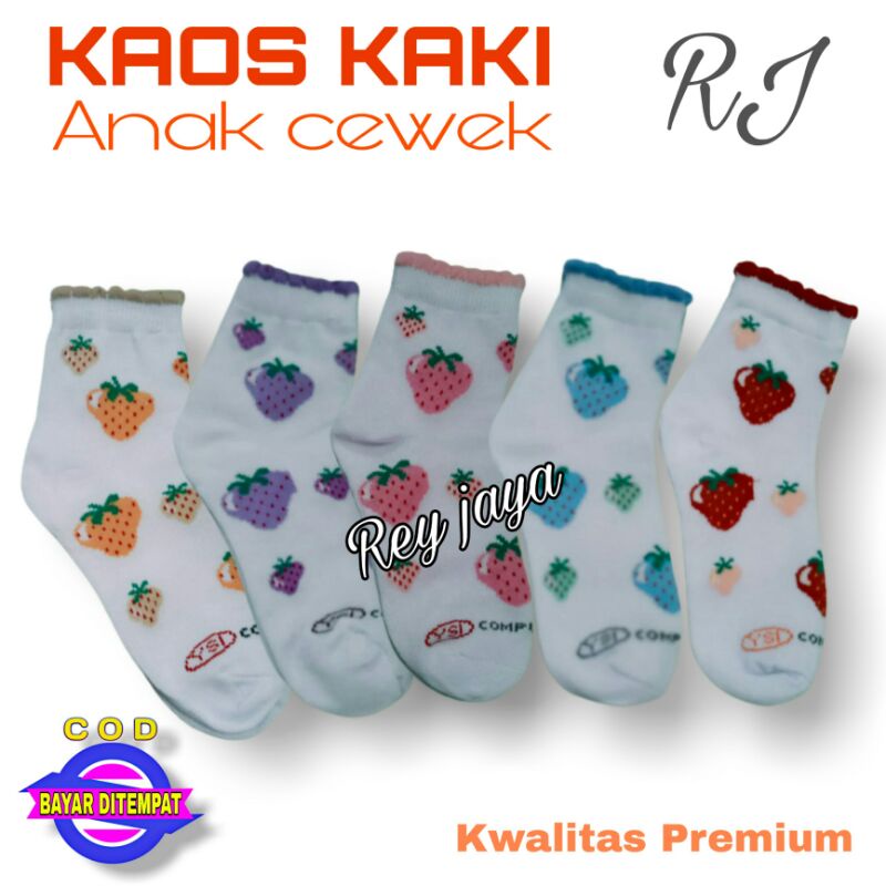 Kaos Kaki Anak Teka Paud Sd Perempuan Cewek 5 10 Tahun Motif Stroberi Panjang Tebal