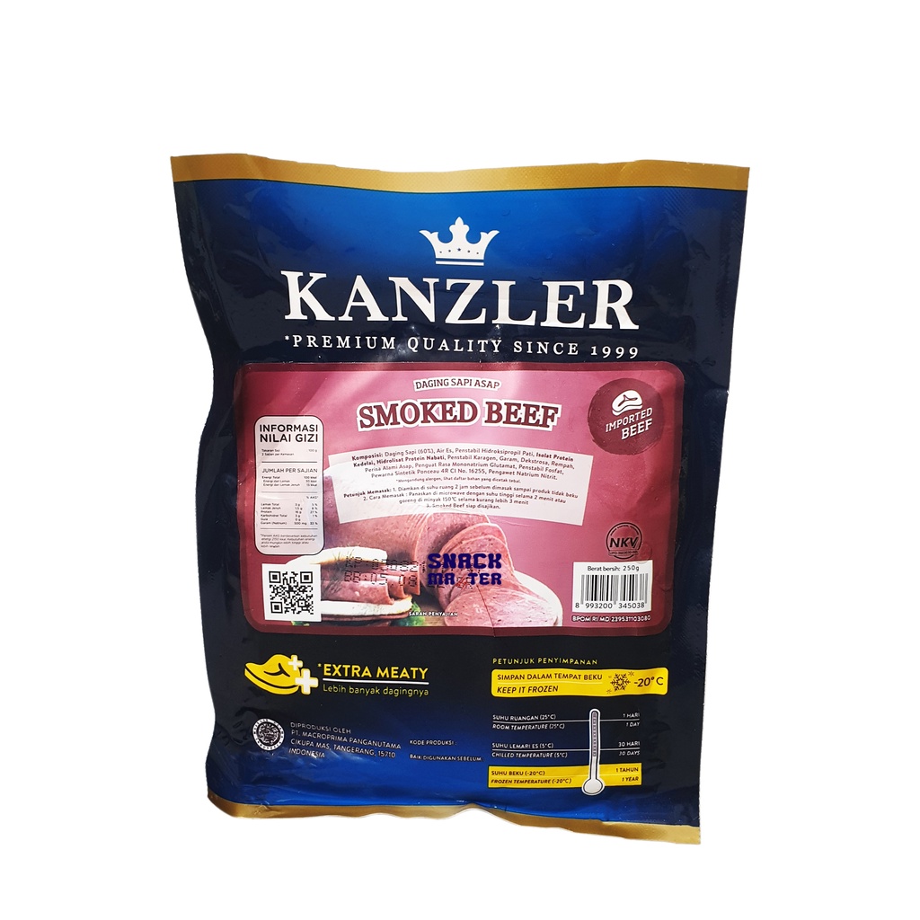 

Kanzler Smoked Beef Daging Sapi Asap - Netto 250 gr