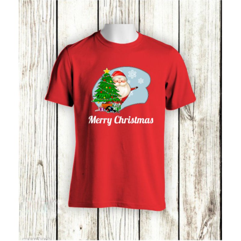 KAOS NATAL SANTA CLAUS MERRY CHRISTMAS BAJU KELUARGA  KATUN COMBED 30S