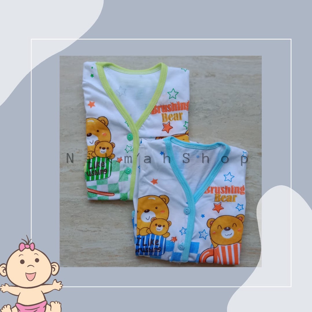 BAJU BAYI LENGAN PANJANG BRUSHING BEAR///ONE SET BAJU BAYI LENGAN PANJANG