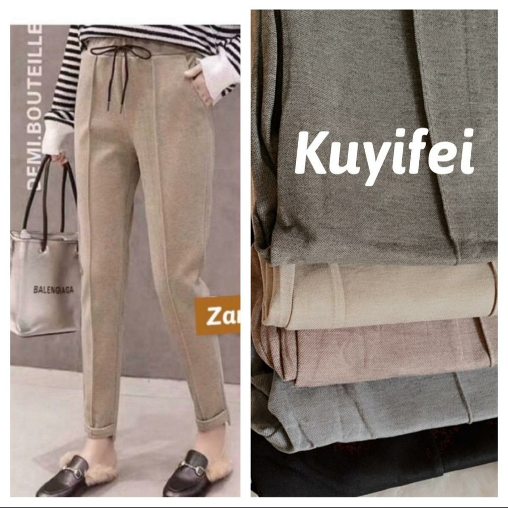  celana  wanita  bahan zara  soft suede import ukuran allsize 