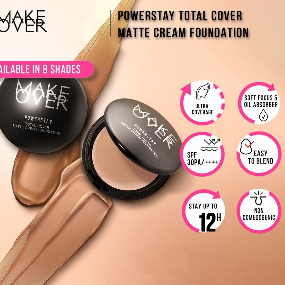 【ORI】 MAKE OVER Powerstay Total Cover Matte Cream Foundation 12g terbaik