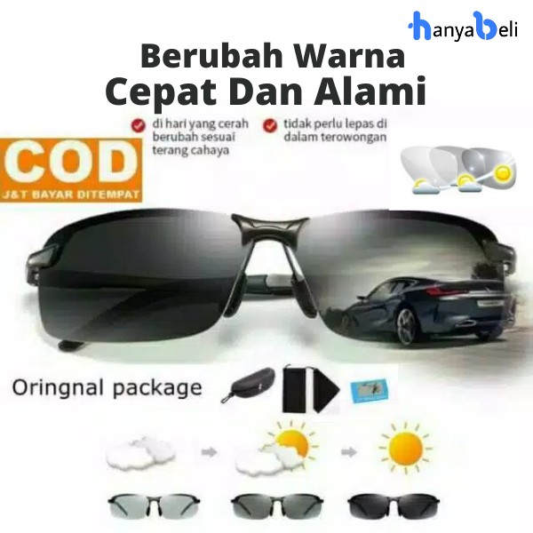 Kacamata Hitam Anti Silau Siang Dan Malam Polarized Photochromic UV400 Sports Sunglasses