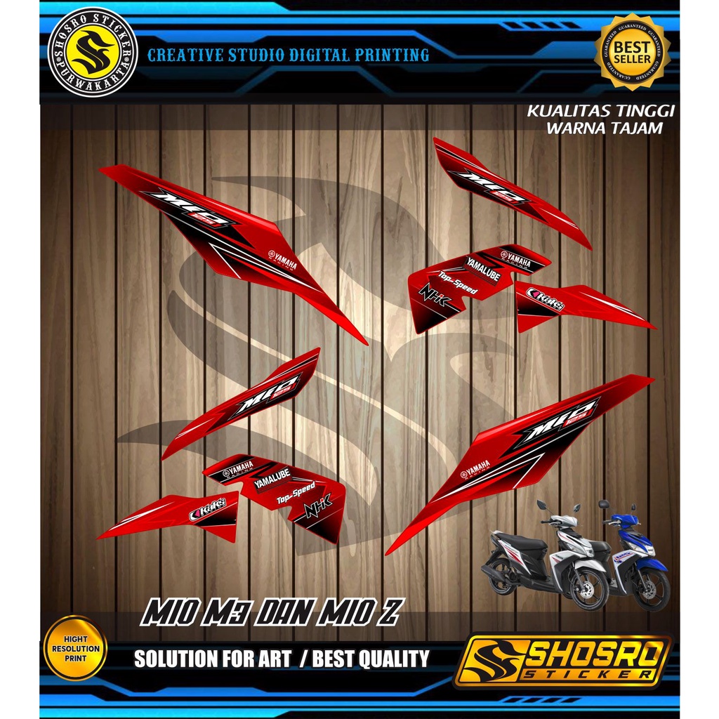 COD-VARIASI MOTOR YAMAHA MIO M3 MIO Z STRIPING/STIKER RACING VARIASI MERAH