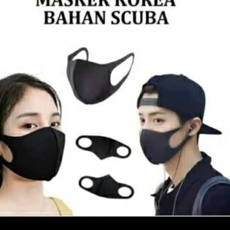 Masker Scuba Laser Cutting / Masker Kain Korea / Masker Scuba kain Polos Tebal Dewasa