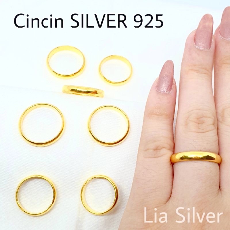 Cincin Ring SILVER 925 - Perak Lapis Emas Kuning