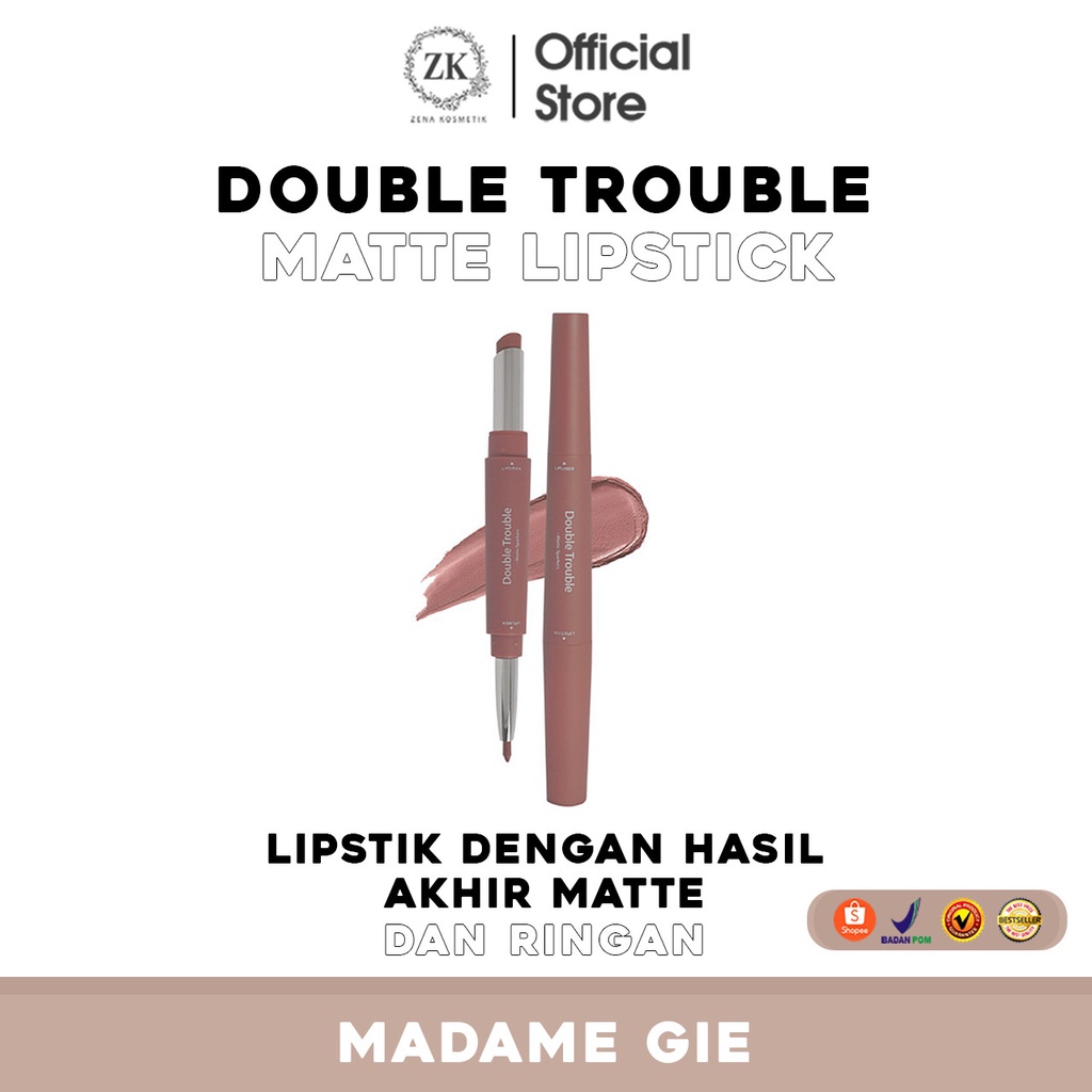 Madame Gie Double Trouble Matte - MakeUp Lipstick Two in One