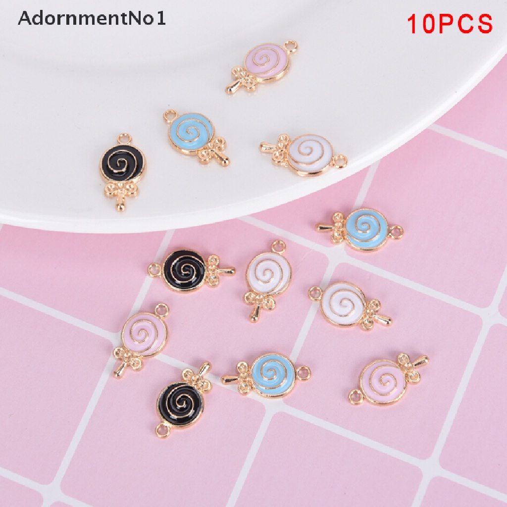 [AdornmentNo1] 10Pcs/Lot Enamel Alloy Lollipop Candy Charms Metal Pendants DIY Jewelry Findings [new]