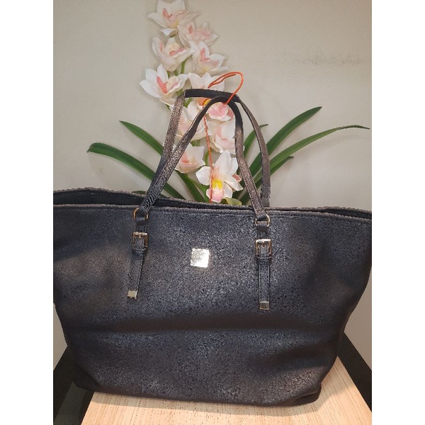 SISLEY  " TOTE BAG"BLACK/HITAM