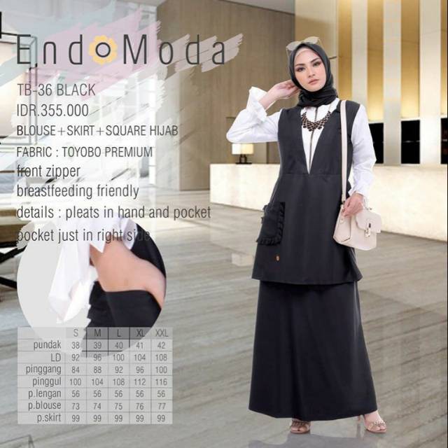ENDOMODA TB 36 BLEZER WANITA ONE SET ROK PANJANG | BAJU MUSLIMAH FORMAL