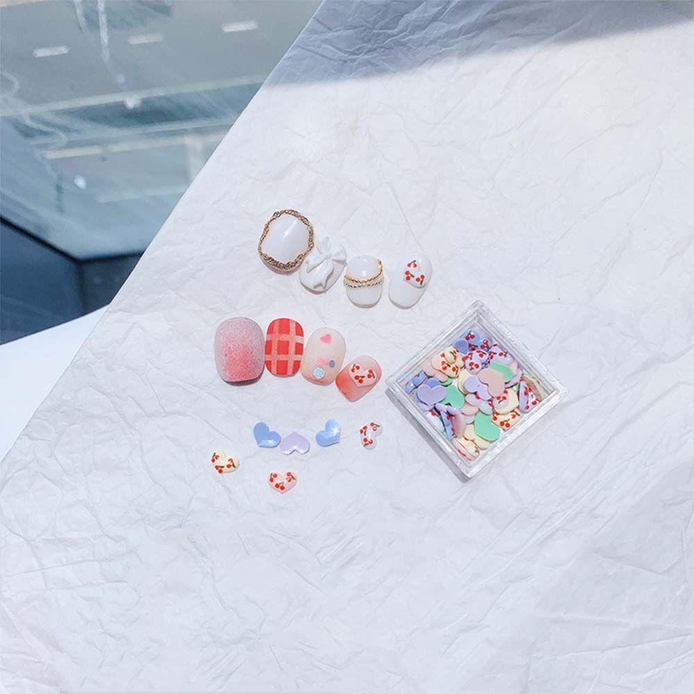 AUGUSTINA Agustina Cinta Perhiasan Nail Art Kecil Segar Indah Cherry Peach Hati Indah DIY Nail Art Ornamen