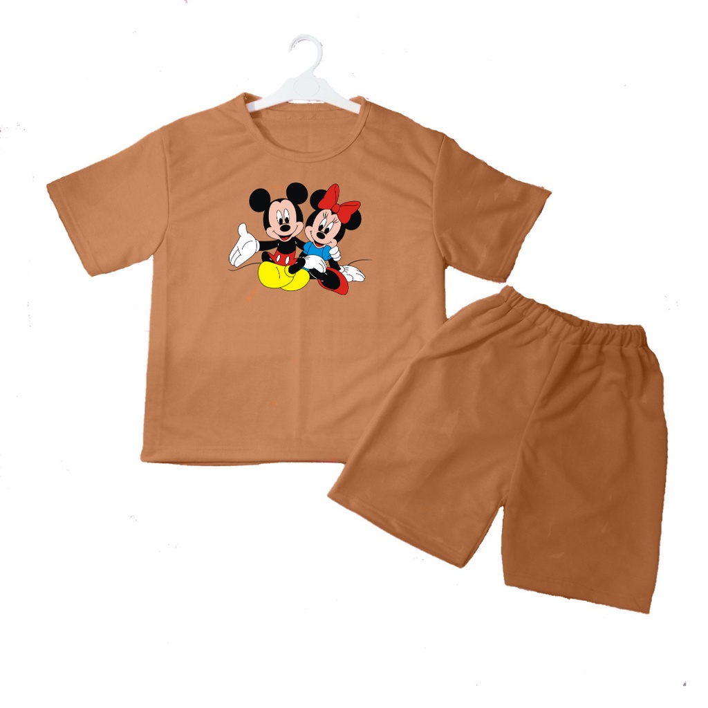 Setelan Kaos Anak MICKEY MINI MOUSE Oblong Pendek + Celana/COD