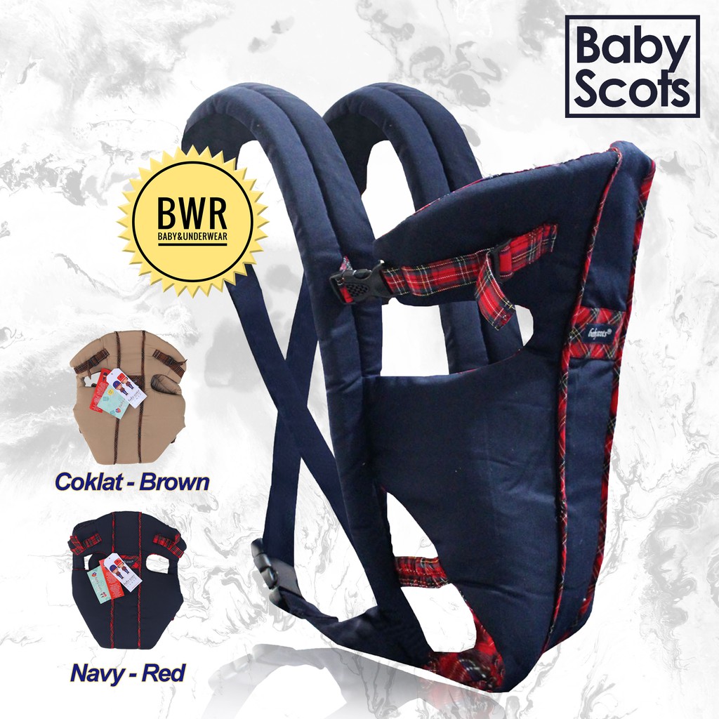 Gendongan Baby Scots POLOS ISG001 | Baby Carrier Gendongan Kanguru Depan Samping Belakang - Bwr