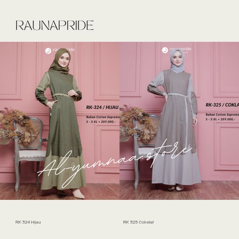 Raunapride Gamis RK 324 Hijau, RK 325 Cokelat