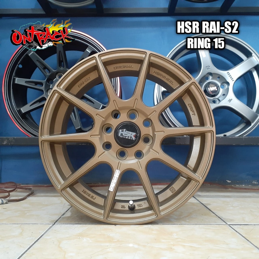 velg mobil yaris r15 type hsr rai-s2 ring15 lebar 65 warna bronze