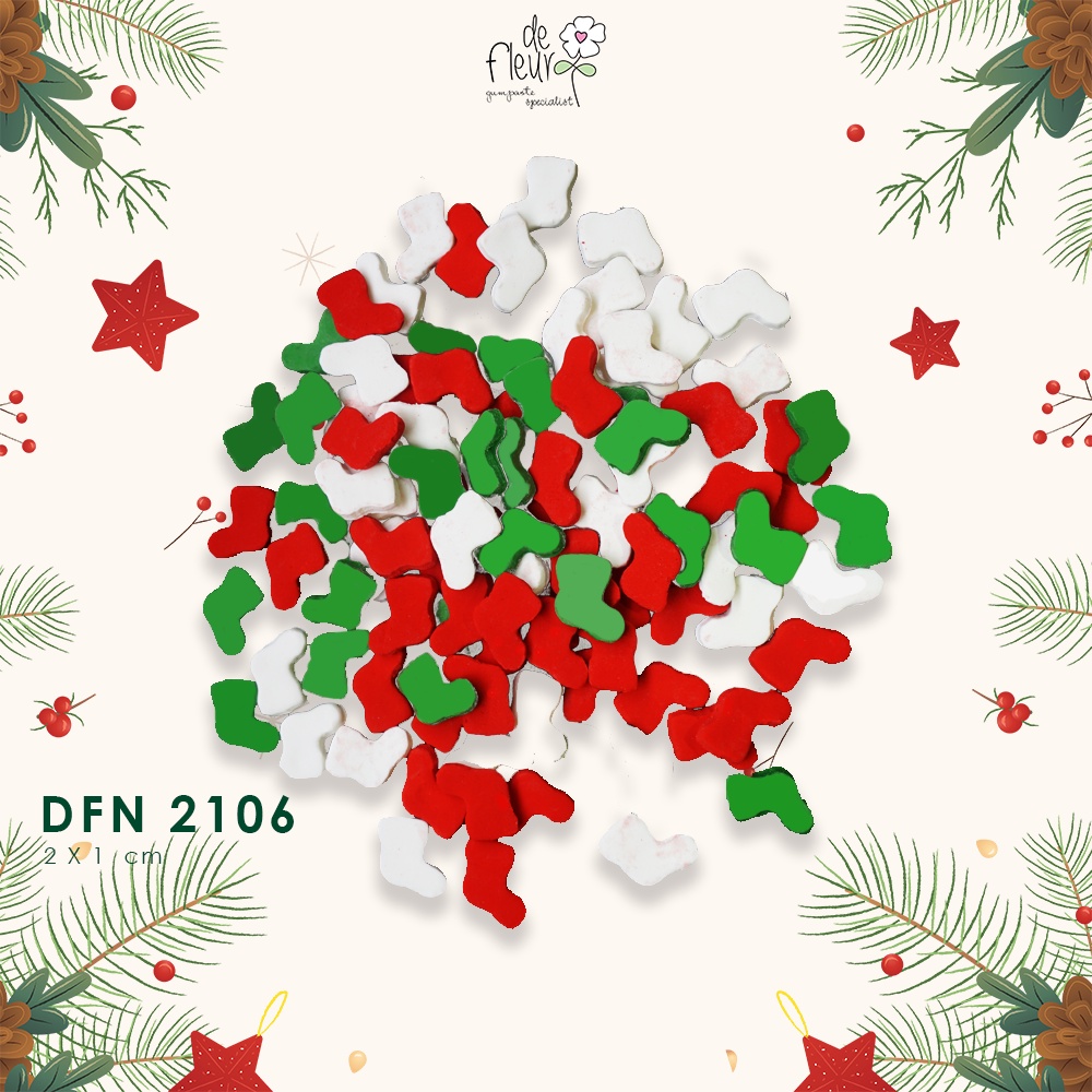 

Gumpaste hiasan kue natal sprinkle kaos kaki santa