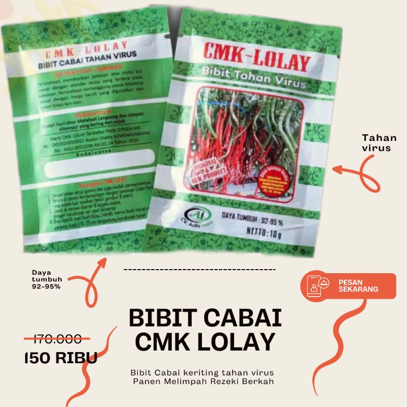 Bibit Cabai CMK LOLAY Benih Cabe Keriting Tahan Virus Terlaris