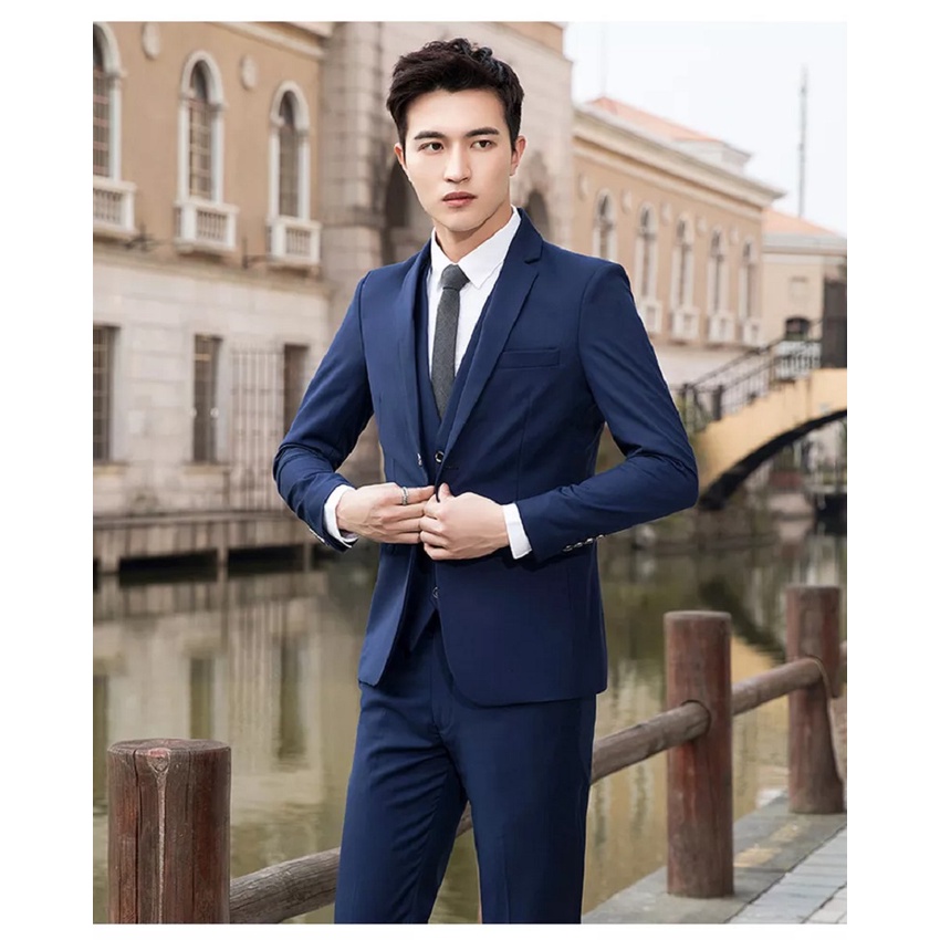 SETELAN BLAZER SLIMFIT PRIA WARNA NAVY LENGKAP 5IN1 ORIGINAL NIKAYU - SETELAN BLAZER FORMAL PRIA SLIMFIT FULL NAVY KANCING 2 EXCLUSIVE TWIST