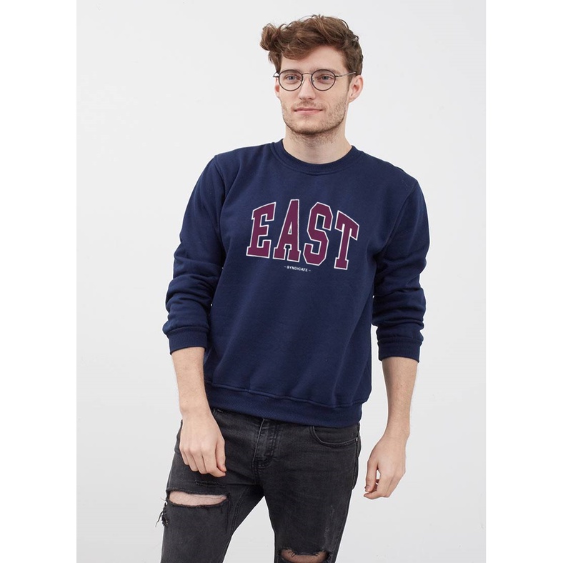 SWEATER WEST BASIC CREWNECK FONT BORDIR PRIA DAN WANITA-SWITER SOUTH DAN EAST PREMIUM