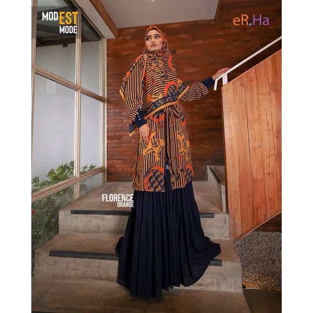 [ER.HA SYARI] GAMIS SYARI TERBARU / DRESS SET PRINTING " FLORENCE BASIC SET " by ER.HA Syari