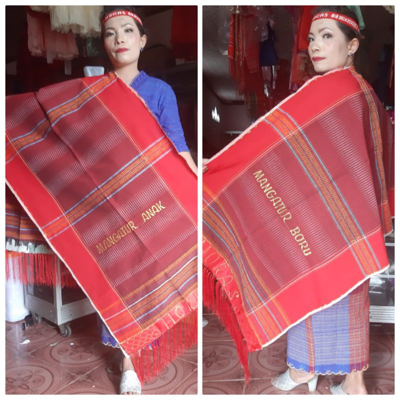 Ulos Bintang Maratur Merah Bordir Padat