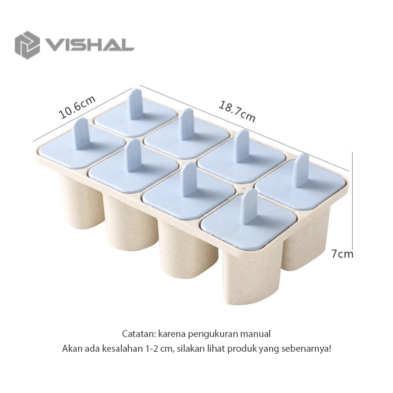 VISHAL Cetakan Eskrim 8 Slot Es Loli DIY Beserta Lucu Es Batu Bulat Cetakan Ice Cream Stick Jelly VS-98