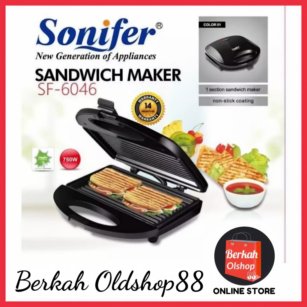 Berkah Oldshop 88 - Sonifer sandwich maker SF-6046 pemanggang sandwich