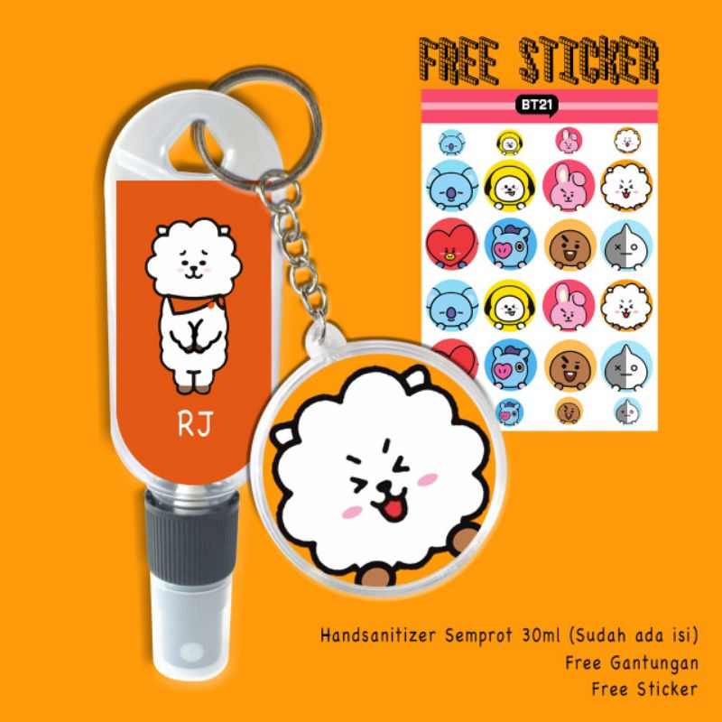 FREE GANTUNGAN KUNCI+STICKER BT21 HAND SANITIZER/POUCH HANDSANITIZER BT21