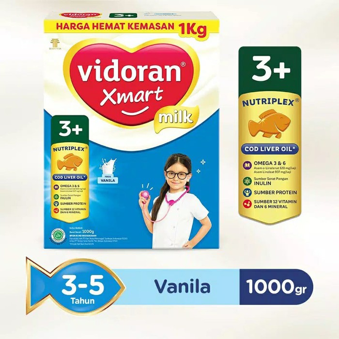 

Susu Vidoran Xmart 3+ 1000gr 2 varian rasa Vanilla & Madu 1kg