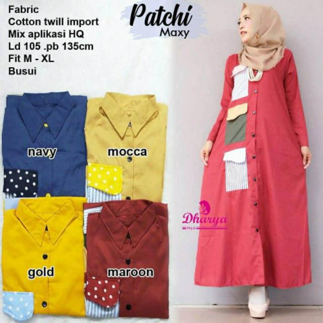 Patchi Maxy, maxi dress, dress muslim, gaun muslim, dress casual, gamis, gamis muslim, katun twill