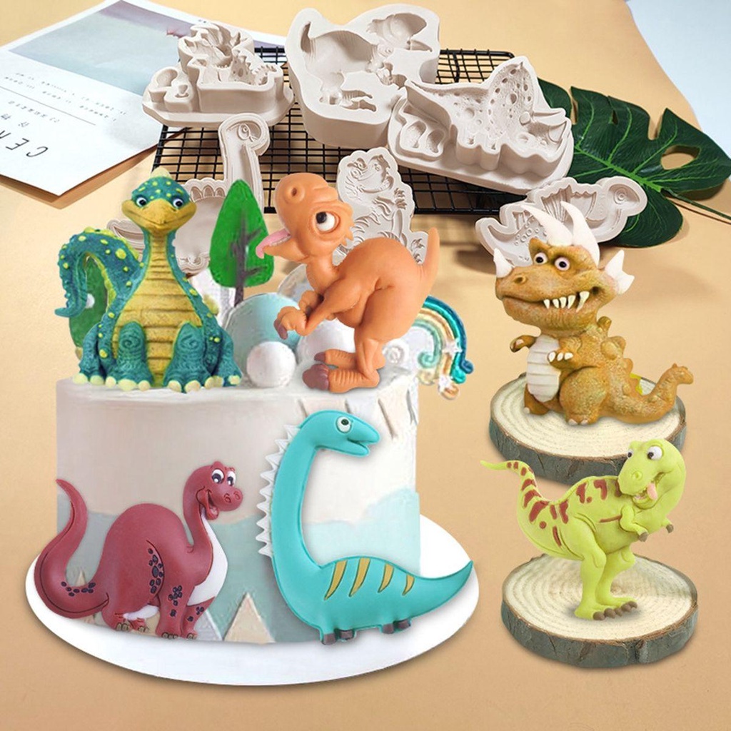 【 ELEGANT 】 Cetakan Fondant Permen Cookies DIY Dinosaurus Lucu Silicone Baking Tools Cetakan Coklat