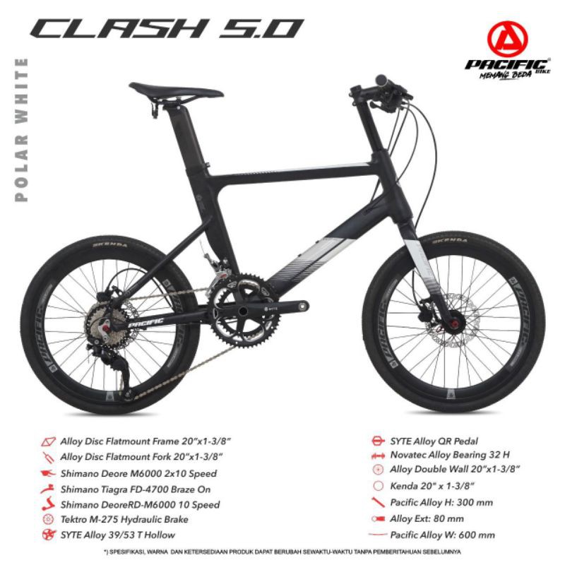 Sepeda Mini Velo Pacific Clash 5.0 Hd 20Inch Alloy 2 x 10 Speed