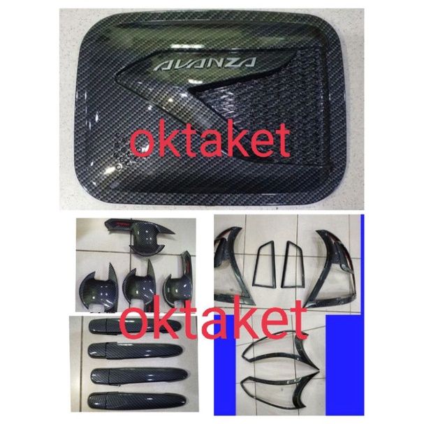 paket lengkap garnish outer handle tank cover grand avanza xenia 2015 full carbon